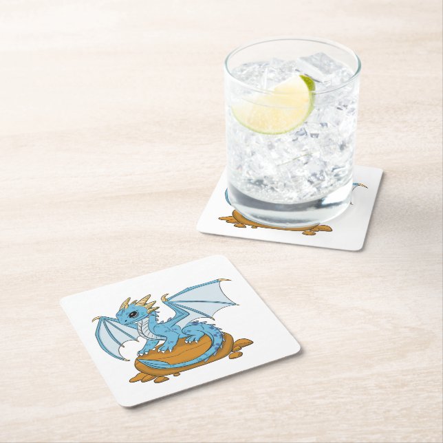 Little Blue Dragon Rechteckiger Pappuntersetzer (Vor Ort)