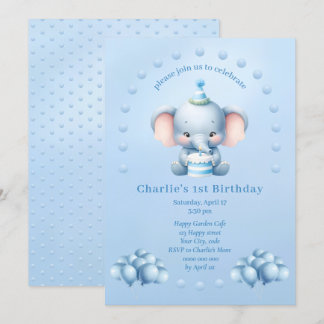 Little Blue Elephant Kindergeburtstag Einladung