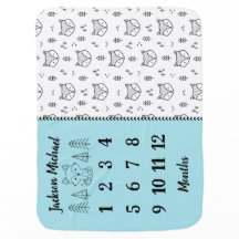 Little Blue Fox Milestone Baby Blanket