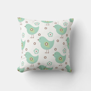 Little Blue Green Bird Spring Season Throw Kissen