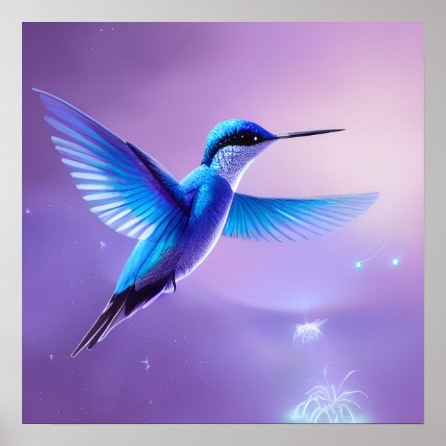Little Blue Hummingbird Poster (Vorne)