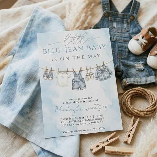 Little Blue Jean Baby Is On The Way Baby Shower Einladung (Von Creator hochgeladen)