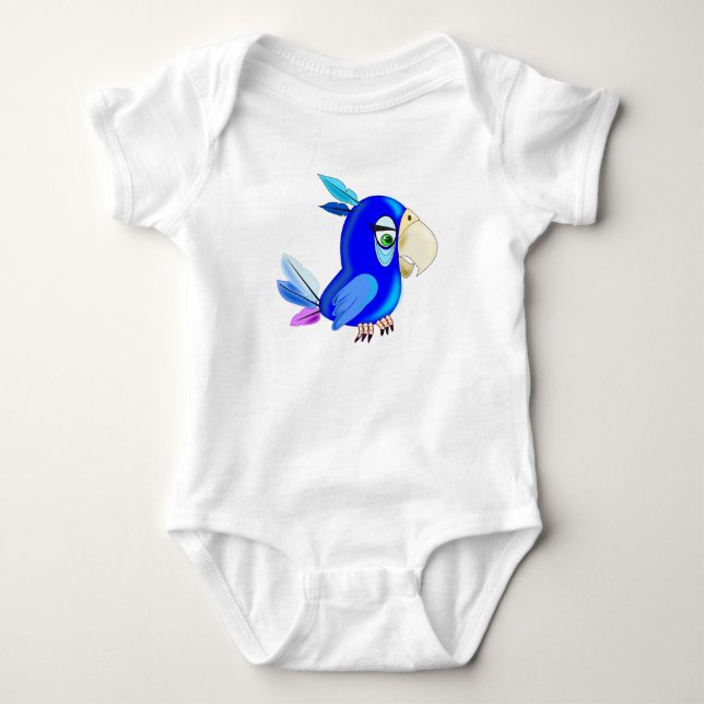 Little Blue Parrot Baby Bodysuit Strampler (Vorderseite)