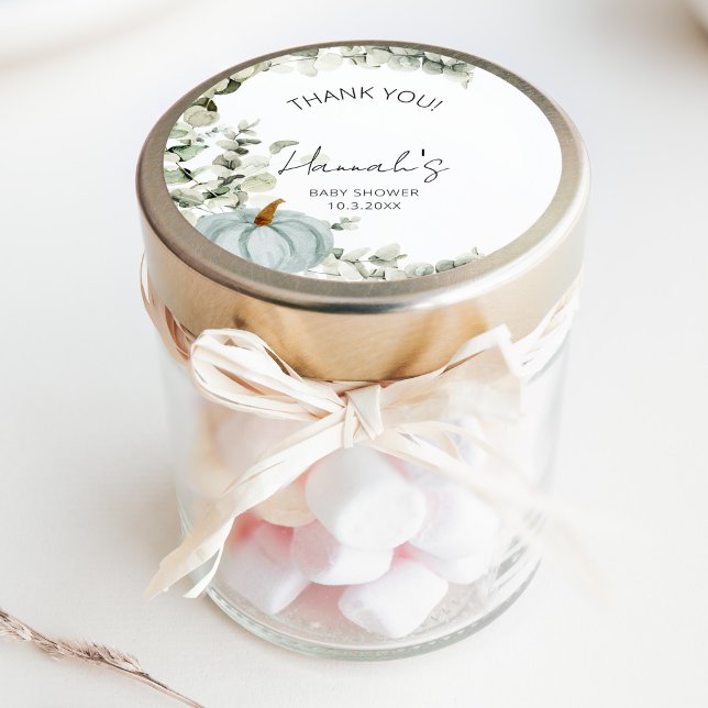 Little Blue Pumpkin Baby Dusche Vielen Dank für Ih Runder Aufkleber (Von Creator hochgeladen)