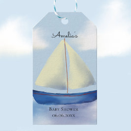 Little Blue Sail Boat Baby Dusche Geschenkanhänger