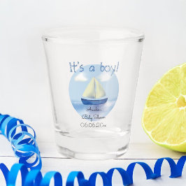 Little Blue Sailboat Boys Babydusche Schnapsglas