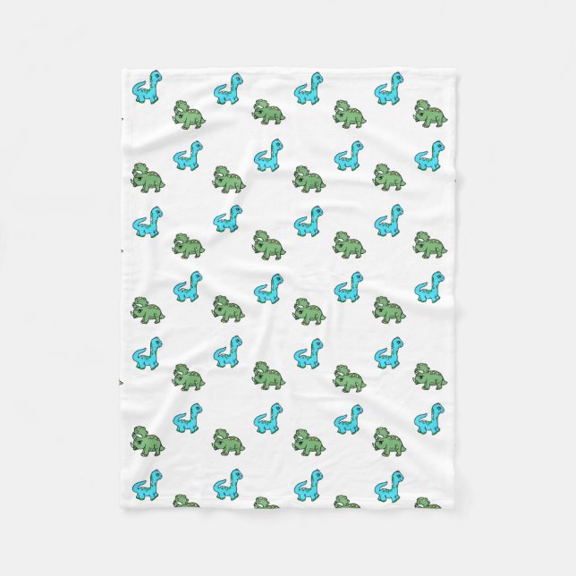 Little Blue und Green Dinosaurier Baby Boy's Fleecedecke (Vorderseite)