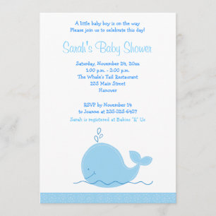 Little Blue Whale 12x18 Baby Dusche Einladung