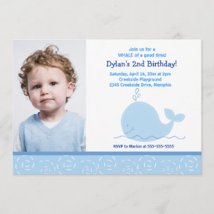 Little Blue Whale *FOTO* Geburtstag 12x18 Einladung