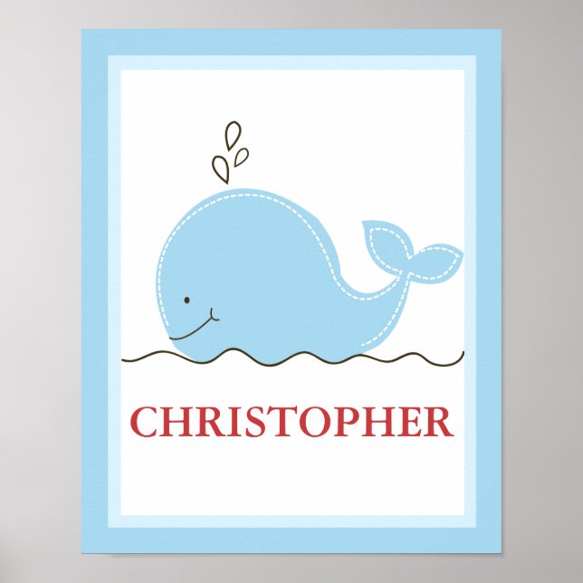 Little Blue Whale Personalisiert Art Print Poster (Vorne)