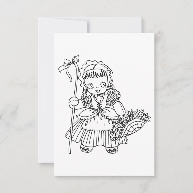 Little Bo Peep Girl Puppenkunstseite Dankeskarte (Vorderseite)