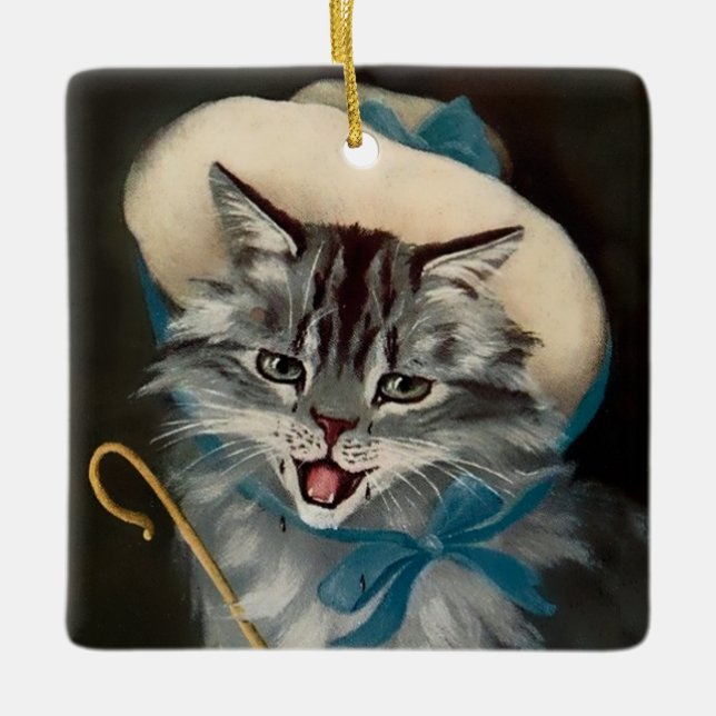 "Little Bo-Peep" Katze Kunst von GL Barnes Keramikornament (Vorderseite)