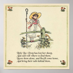 Little Bo Peep Kinderzimmer Rhyme Poster