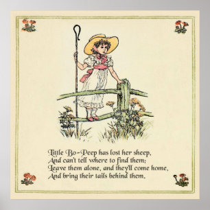 Little Bo Peep Kinderzimmer Rhyme Poster