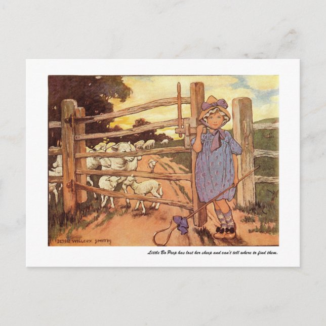 Little Bo-Peep Kinderzimmer Rhyme Postkarte (Vorderseite)