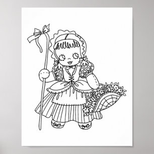 Little Bo PeeP Mutter Gänse Farbseite Poster