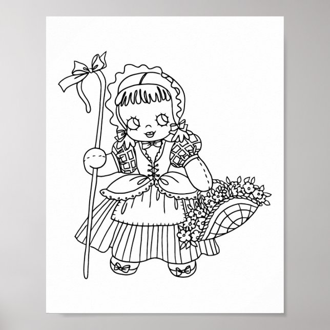 Little Bo PeeP Mutter Gänse Farbseite Poster (Vorne)
