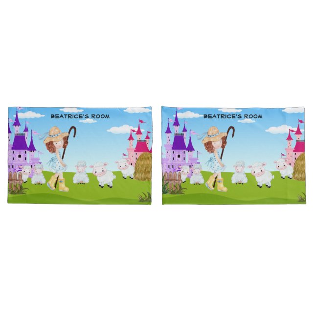 Little Bo Peep Sheep Monogram Kissenbezug (Rückseite-Set)
