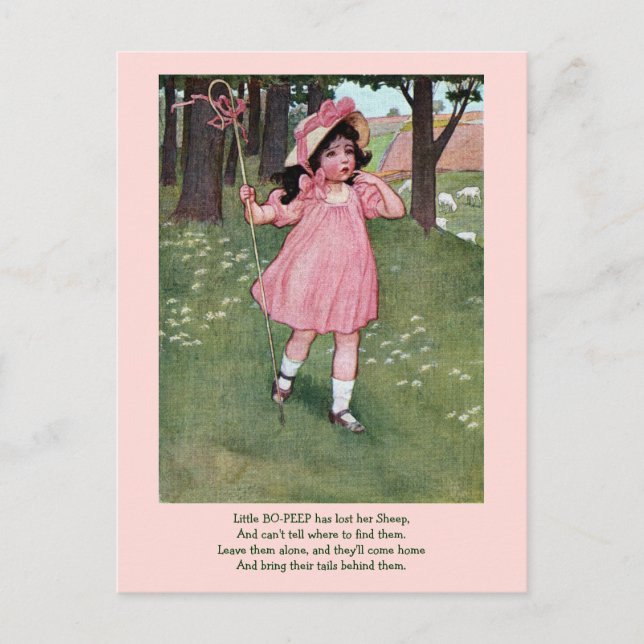 Little Bo-Peep und Vermisstes Kinderzimmer Rhyme Postkarte (Vorderseite)