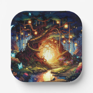 Little Boho Enchanted Forest Baby Shower Pappteller