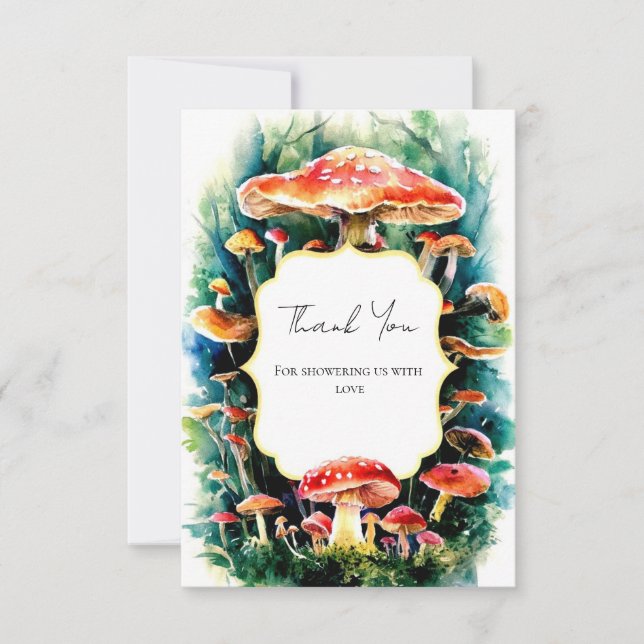 Little Boho Mushroom Baby Dusche Dankeskarte (Vorderseite)