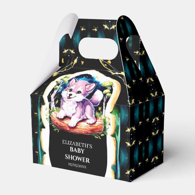Little Boho Wolf Baby Shower Geschenkschachtel (Vorderseite)