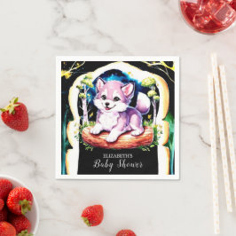 Little Boho Wolf Baby Shower Serviette