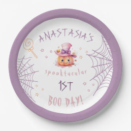 Little boo Almost Due Halloween Baby Girl Geburtst Pappteller