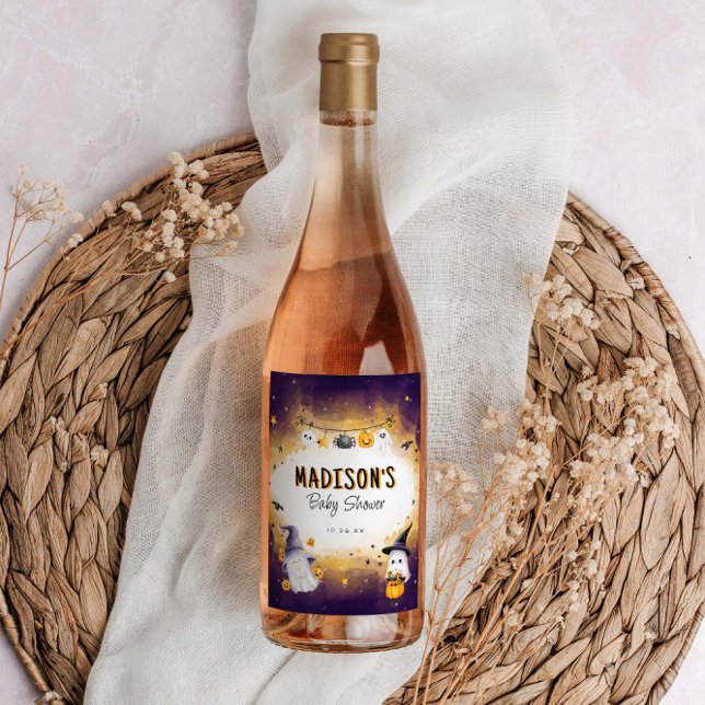 Little Boo Baby Dusche Niedlich Halloween Baby Dus Weinetikett (Von Creator hochgeladen)