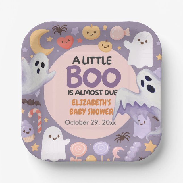 Little Boo Baby Dusche Pumpkin Halloween Pappteller (Vorderseite)