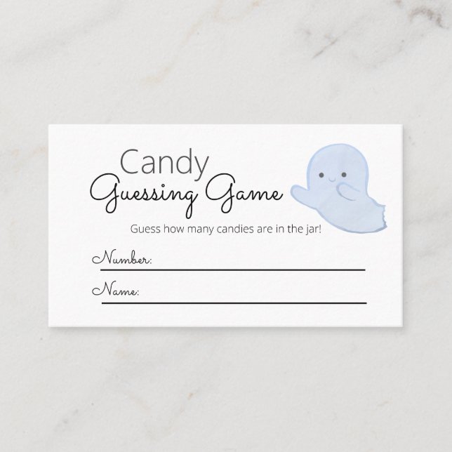 Little Boo Baby Shower Candy Guessing Game Visitenkarte (Vorderseite)
