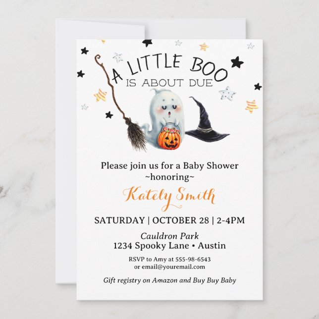 Little Boo Baby Shower Gender Neutral Halloween Einladung (Vorderseite)