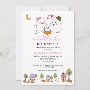 Little Boo Baby Shower Halloween-Geist-QR-Code Einladung