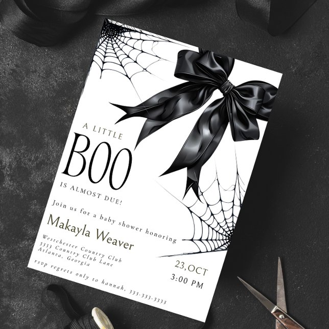 Little Boo Black Bow Baby Shower Einladung (Von Creator hochgeladen)