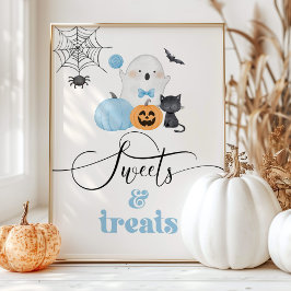 Little Boo Blue Geist Halloween Süßigkeiten und Le Poster