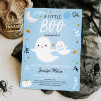 Little Boo Blue Gold Ghost Pumpkin Baby Dusche