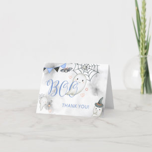 Little Boo Blue Halloween Ghost Baby Dusche Dankeskarte