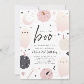 Little Boo Boho Halloween Ghost 2. Geburtstags-Par Einladung