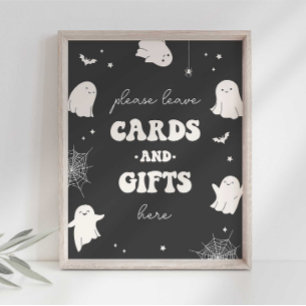 Little Boo Cards and Gifts Party Sign Poster