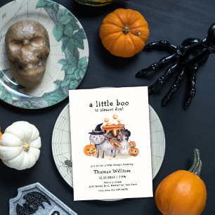 Little Boo Cat in Hat Hexe Brauen Babydusche Einladung