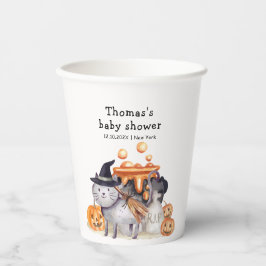 Little Boo Cat in Hexenhut Brauen Babydusche Pappbecher