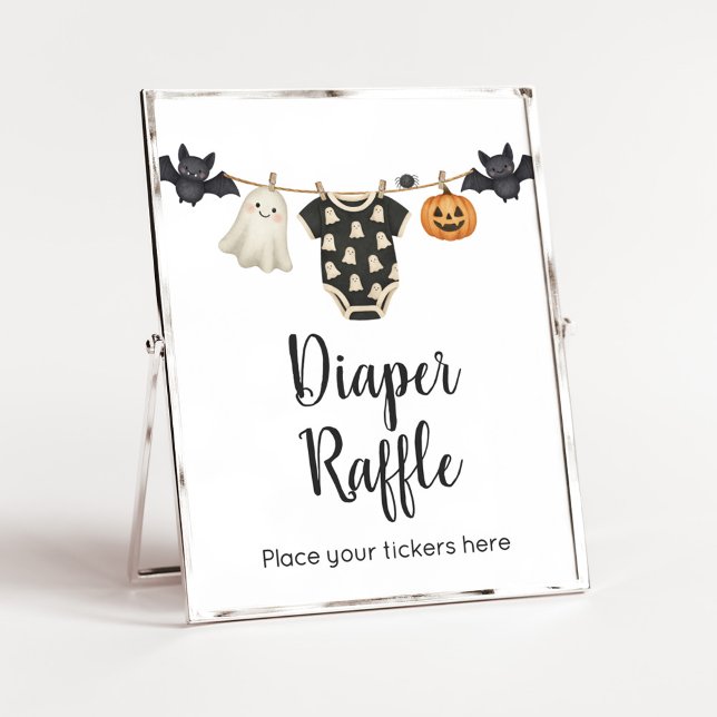 Little Boo Clothesline Baby Diaper Raffle-Zeichen Poster (Halloween Little Boo Clothesline Baby Shower Sign)