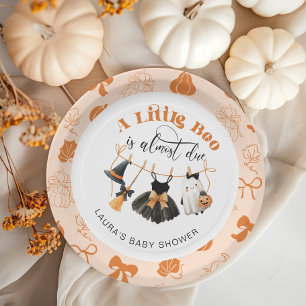 Little Boo Clothesline Bow Orange Baby Dusche Pappteller
