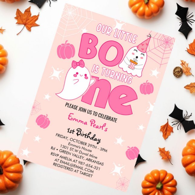 Little Boo dreht ein Halloween erster Geburtstag Einladung (Von Creator hochgeladen)