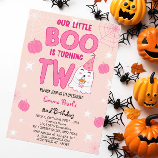 Little Boo dreht zwei Halloween Ghost Geburtstag Einladung