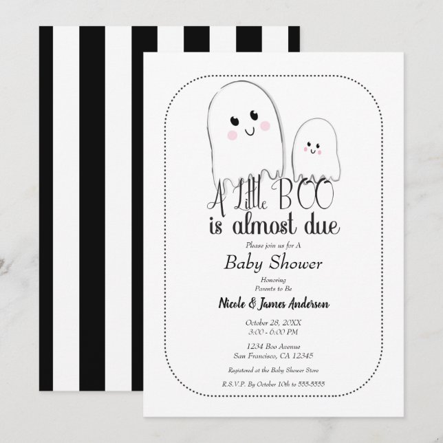 Little BOO Due Ghost Halloween Kinderdusche Einladung (Vorne/Hinten)