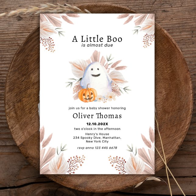 Little Boo Fall Boho Ghost Halloween Kinderdusche Einladung (Little Boo Fall Boho Ghost Halloween Baby Shower Invitation)