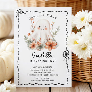 Little Boo Ghost Birthday Einladung