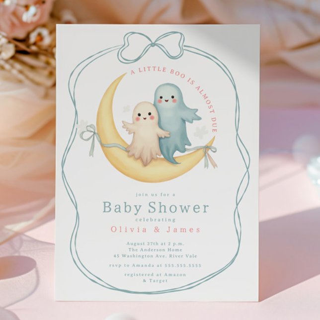 Little Boo Ghost Couple Baby Dusche Einladung (Von Creator hochgeladen)