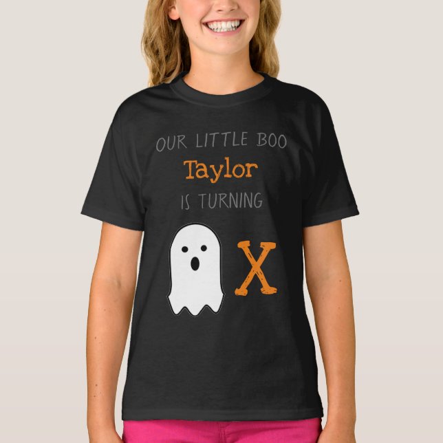 Little Boo Ghost Halloween Geburtstag T-Shirt (Vorderseite)